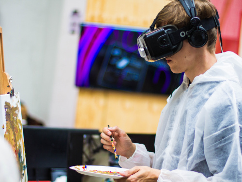 Boy with VR headset